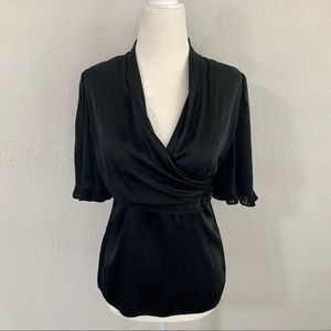 *Host Pick* BCBGMaxAzria Black Silk Wrap Blouse